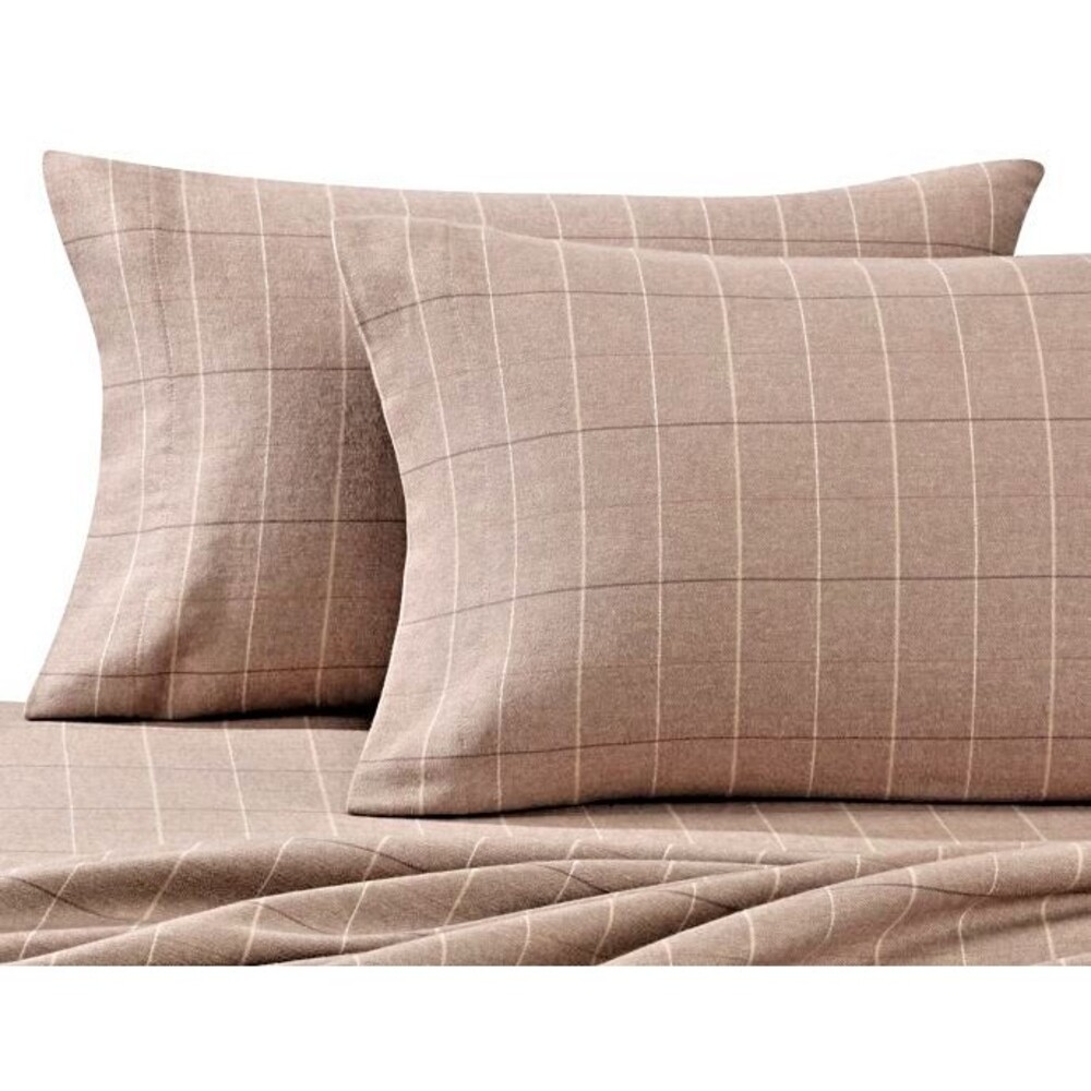 Luxury Portuguese Flannel King Size Pillowcases Set of 2 Heavyweight Light Brown